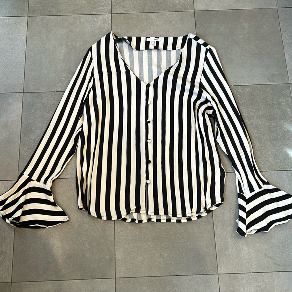 Amuse Society Striped Button Down Blouse